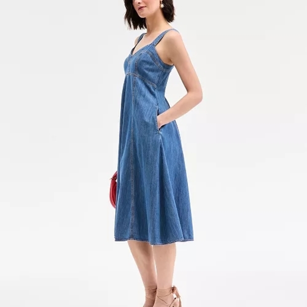 On 34th Women's Denim Sweetheart-Neck Midi Dress Size XL NWT MSRP $79.50 - Picture 2 of 12